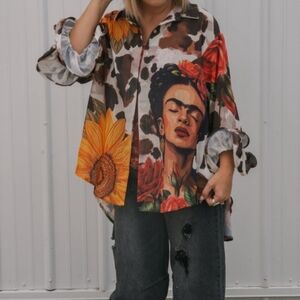 Surrounded By Beauty FRIDA Women's Top with Sunflower Design